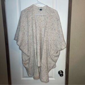 David And Young Sweater Poncho Cream W/ Colorful Speckles OS